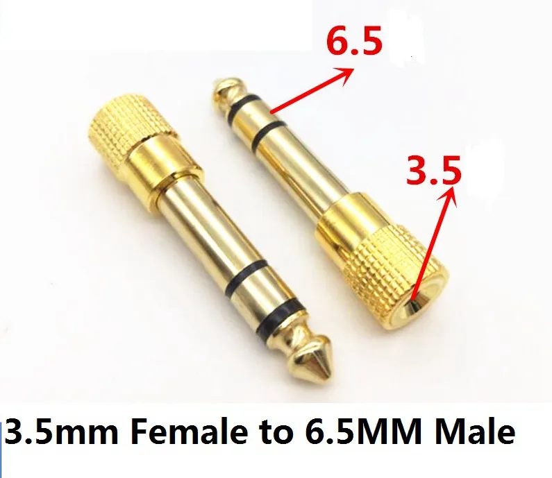 3,5 mm Man till 6,5 mm 3,5mm Kvinna till 6,5 mm Man Stereo Hörlurar Mikrofon Audio Adapter Converter Guldpläterad 50st / 