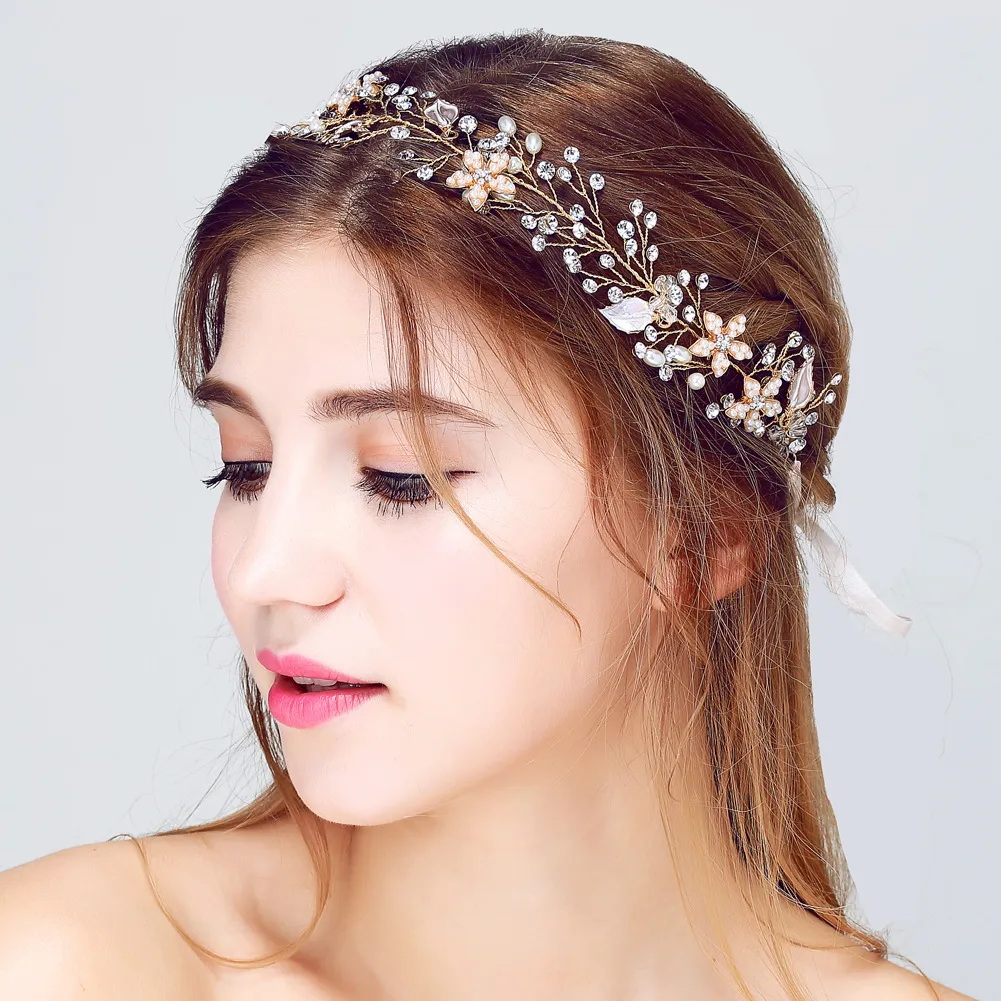 結婚式のための妖精のブライダルヘアの魅力的な魅力的な魅力的なアメリカのヨーロッパの花嫁の頭部の銀または金色のラインストーン/クリスタル