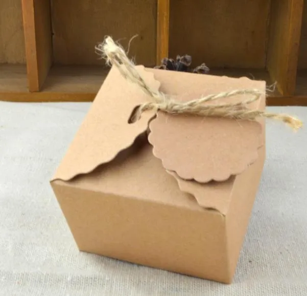 Brown Kraft Paper Box Party Prezent Ślub Favors Candy Handmade Soap Jewelry Packing Vintage Boxes Puste Tag Napisz sam