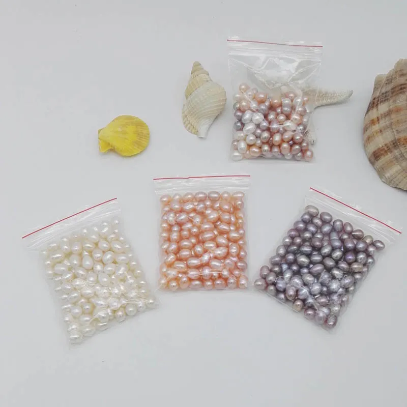 High quality 6-7MM Oval Pearls seed beads white Pink purple Loose Freshwater pearls for jewelry making supplies Cheap wholesale