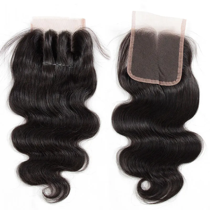 8A Brazilian Virgin Human Hair Lace Closure Straight Body Wave Closures 4x4 Size Free/Middle/3 Way Part Brazilian Lace Closure Natural Color