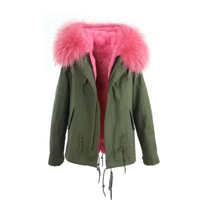 Blauer Pelzbesatz der Marke JAZZEVAR, 100 % Kaninchenfellfutter, Armee-Mini-Canvas-Parkas, Liner, abnehmbare Damen-Schneemäntel im Mrs-Stil