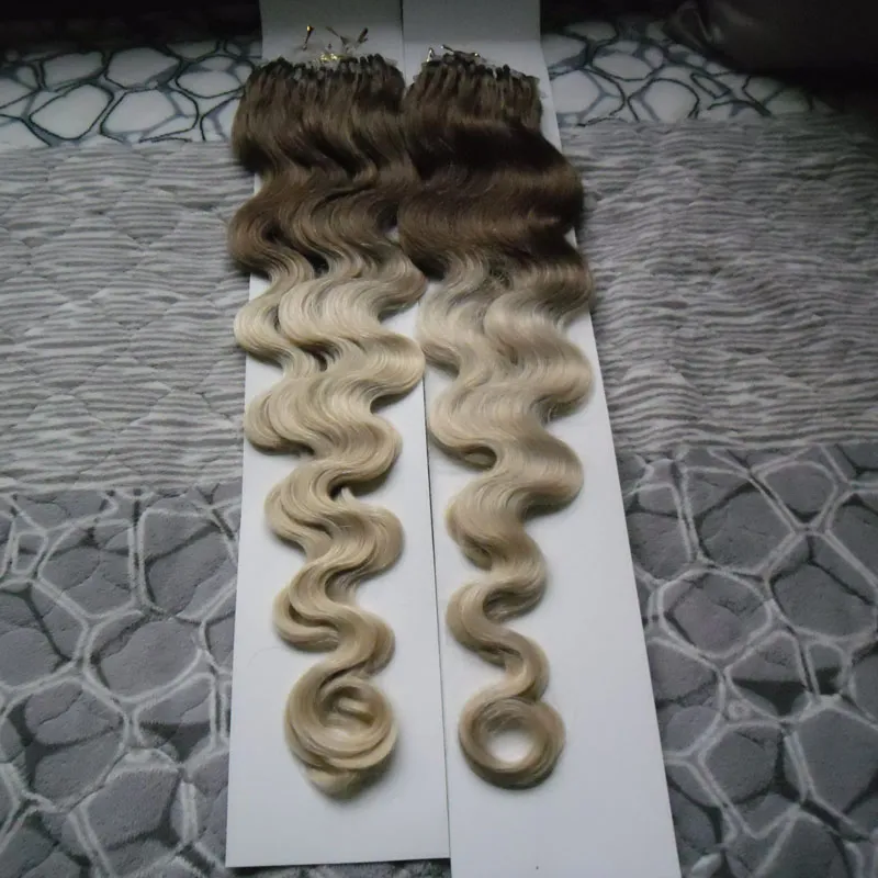 Ombre Hair Extension Micro Ring Body Wave 200g 1G / S 200S T4 / 613 Micro Ring Menselijk Hair Extensions