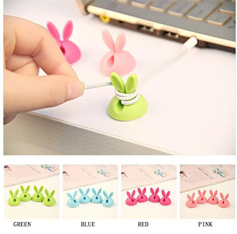 Rabbit Ear Cable Winder Earphone Cable Organizer Wire Storage Silicon Charger Cable Wrap Cord Holder Clips For MP3