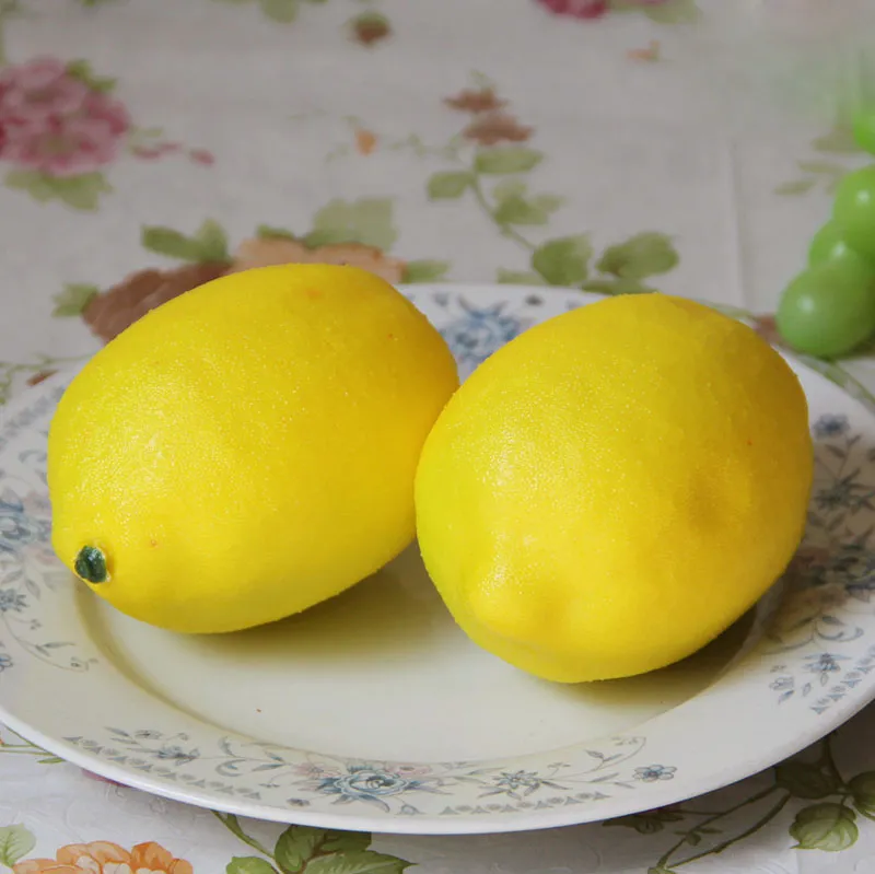10 Citrons Artificiels Réalistes En Plastique - 5 Jaunes + 5 Verts - 7.4x5.2cm - Décoration Cuisine, Fêtes, Centre De Table
