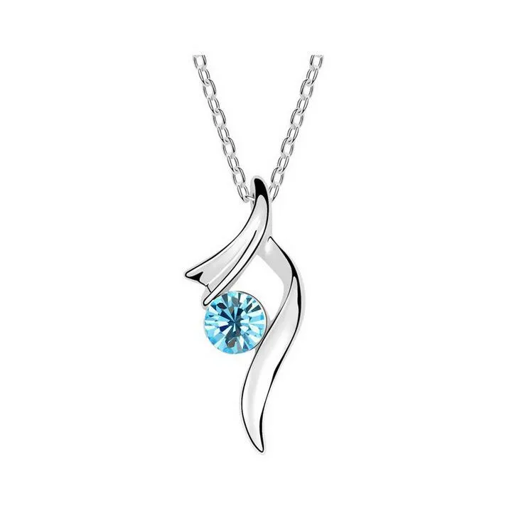 Helt ny österrikisk kristall halsband flytande hänge kvinnliga legeringar ornament wfn090 med kedja mix ordning 20 bitar mycket