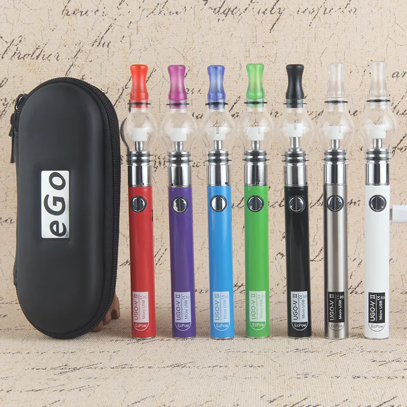 熱い販売デザイン eVod ワックス Vapes グローブ ドーム タンクパイレックス ガラス気化器ペン スターター キット マイクロ USB パススルー UGO V II バッテリー付き