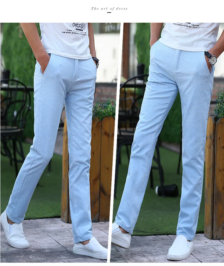 Boa A ++ verão calças masculinas corpo fino corpo de homens micro-elásticos lazer na cintura pequena reta pm021 mens calça