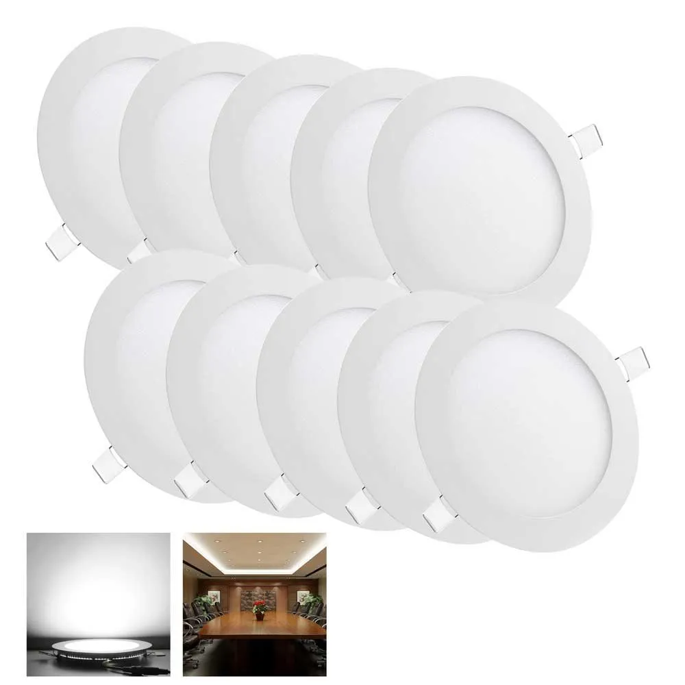 Recessed downlight LED ceiling panel lights 3w 6w 9w 12w 15w 18w panels round square indoor lighting ac85-265v