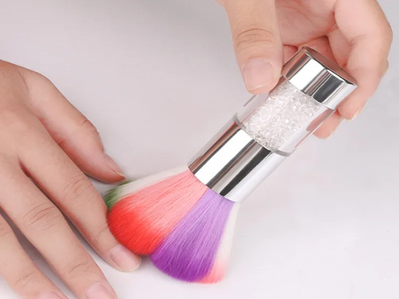 Colorful Nail Dust Brushes Acrylic & UV Nail Gel Powder Nail Art Dust Remover Brush Cleaner Rhinestones Makeup Foundation Tool