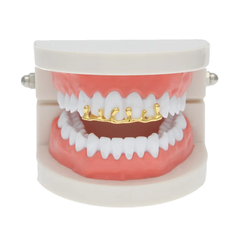 Nieuwe Custom Fit Goud Kleur Hip Hop Tanden Drip Grillz Caps Onderste Grill Zilver Grills308D