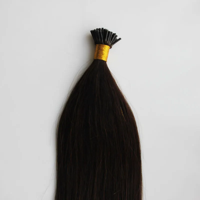 # 2 en koyu kahverengi brezilyalı bakire saç i ucu saç uzantıları 50g Hint remy insan saçı önceden yapışmış i ipucu
