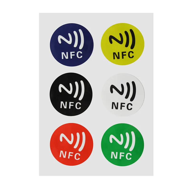 6pcs / set NFC Tags Autocollant 13.56 MHz ISO14443A Ntag213 NFC Autocollants Universal Lable Ntag213 RFID Tag pour tous NFC permettent