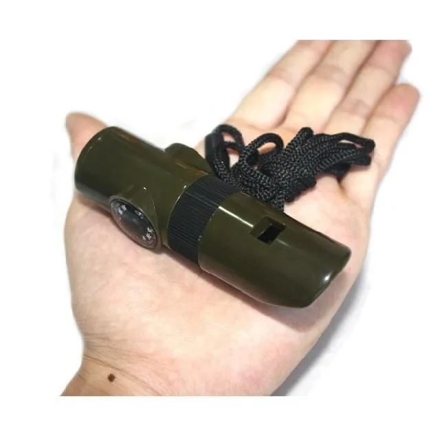 7 In 1 Qihe Survival Outdoor Multifunction Rescue Whistle draagbare hoogfrequente / veld buitengadgets kompas