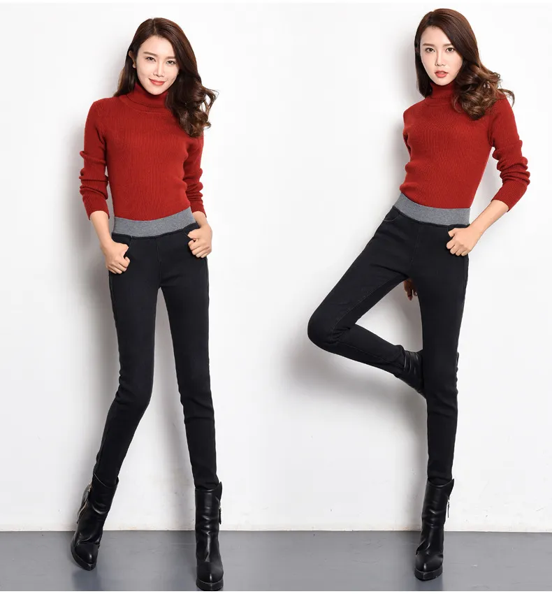 sale Autumn and winter newest Women's Jeans thicken waist Slim thin stretch elastic cowboy trousers JW041 Womens Jean