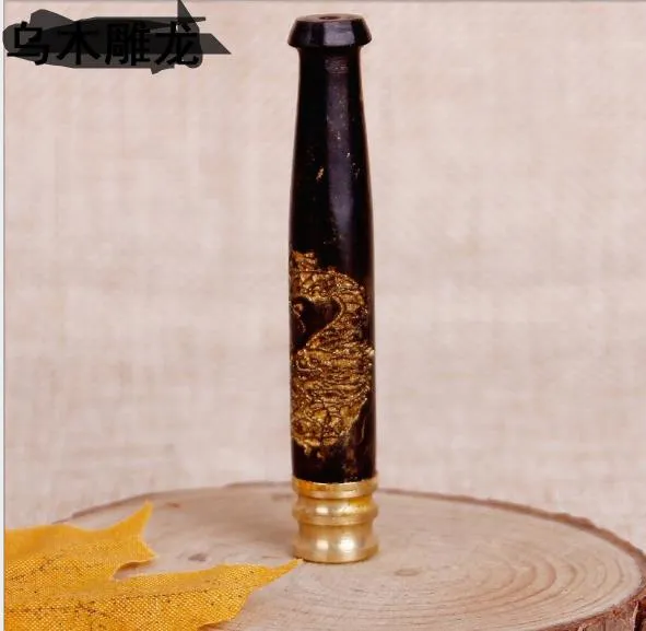 Removable cleaning solid wood rods cigarette holder trumpet carved dragon flat fishing pipe mouth single filter cigarette holder filter