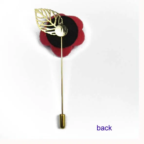 Lot De 6 Broches Rose En Tissu Avec Feuille D'or - Épinglette Fleur Pour Costume Homme - Accessoire Mariage, Cérémonie, Cadeau (vert Foncé)