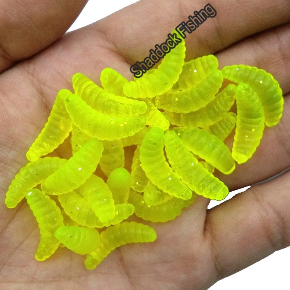 200pcs 17mm Glow In The Dark Artificial Maggot Grub Lures | PVC Soft Baits For Freshwater Fishing - View #6