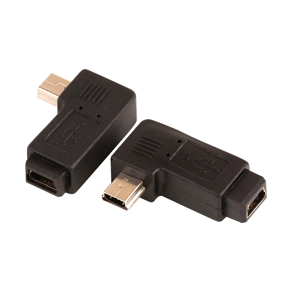 ZJT20 Mini USB MANNELIJK NAAR USB Vrouwelijke Adapter 90 Graden Draai Links Mini USB 5Pin Male Plug aan Vrouwelijke Connector