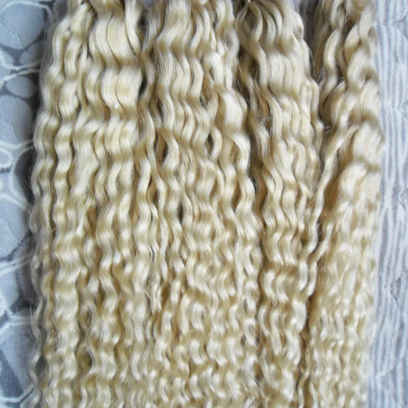 613 Bleach Blonde keratin hair extension u tip 200s curly keratin bond hair extensions 200g curly fusion hair extensions8184077