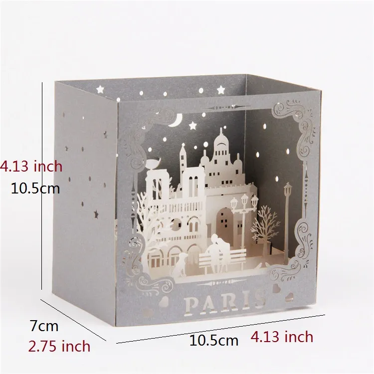 greeting cards pop up cards hollow laser cutting 3D PARIS cards handmade birthday party decorations party favors