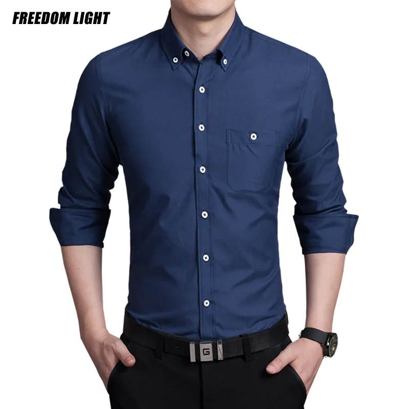 Wholesale- Top Quality Long Sleeve Men's Shirt Slim Fitness Solid Cotton Mens Dress Shirts Plus Size 3XL,4XL,5XL 11 Colors Free Shipping