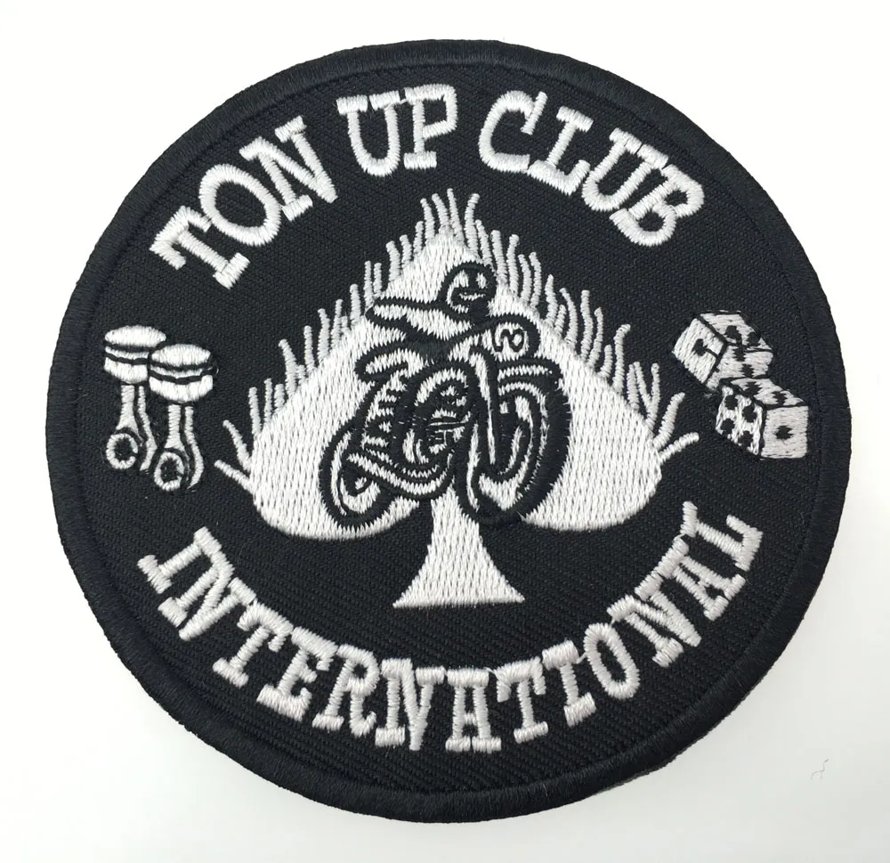 Brand New Ton UP Club International Embroidered Patch Motorcycle Patch Iron On Clothing Wholesale Acceptable Free Shipping
