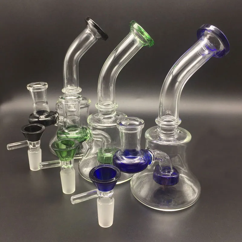 Dab Oil Rig Glass Bong 6 Inches mini Bongs With colorful Glass Bowls Heady Beaker bong Glass Water Pipes