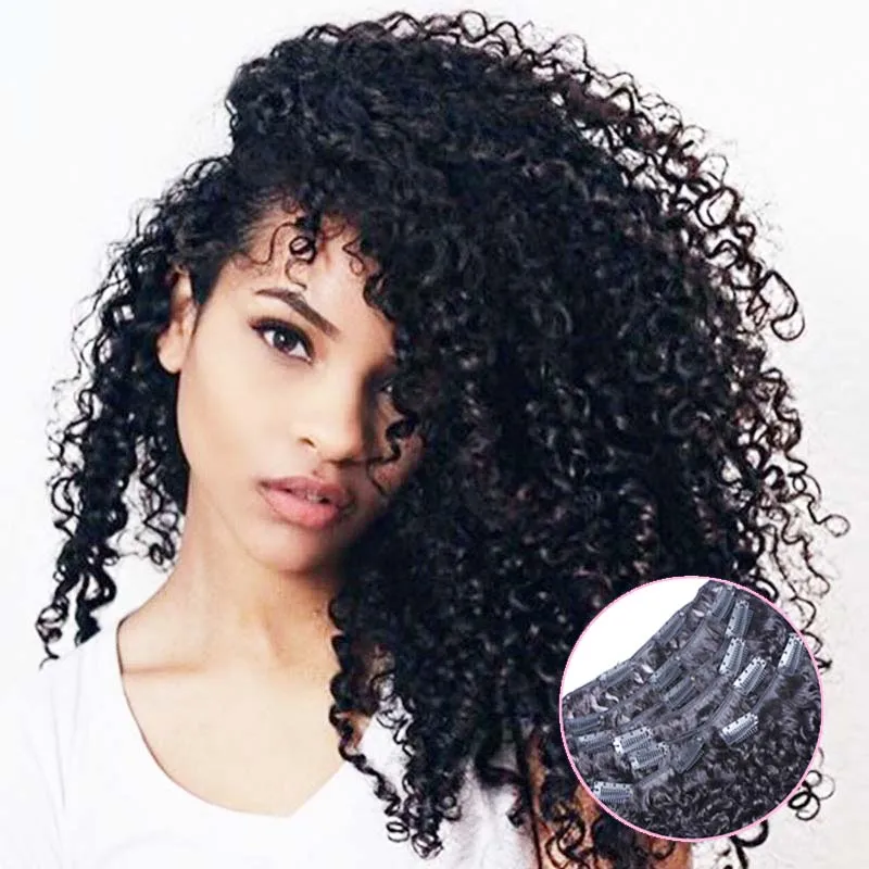 Clip dans les extensions de cheveux brésiliens bouclés naturels 100g 7 pcs/Lot clip afro-américain dans les extensions de cheveux humains