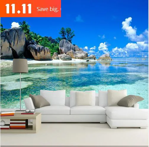 11.11 Half Off Custom Mural 3D Natural Scene Photo Wall Paper Home Decor Wallpaper vardagsrum Bakgrund Vägg 3D rum tapeter landskap