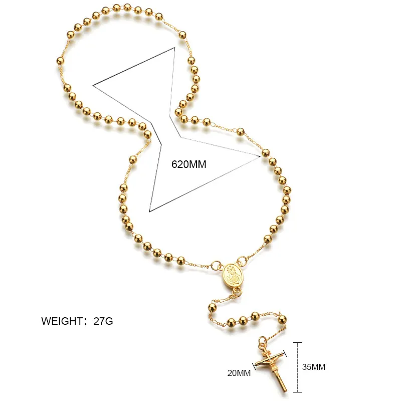 Metaltree98 Hip Hop Glass Rosary Necklace – 8mm Aquare Beads, Black, With Jesus Cross – Iced Men’s Chain