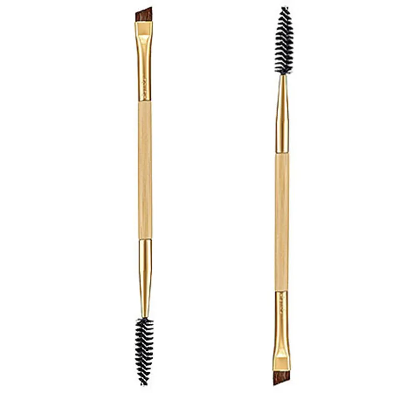 Wholesale- 1PCS  Bamboo Handle Double Eyebrow Brush + Eyebrow Comb Eyelash And  Brush Tools New Wholesale