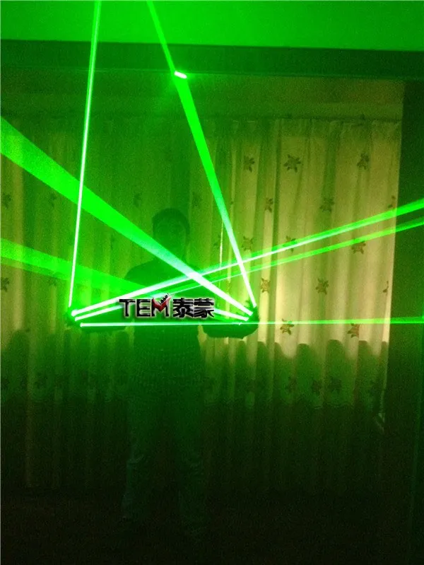 Guanti laser verdi di spedizione gratuita con laser 532nm 80mW, guanti da palco a LED Guanti luminosi DJ Club / Party Show