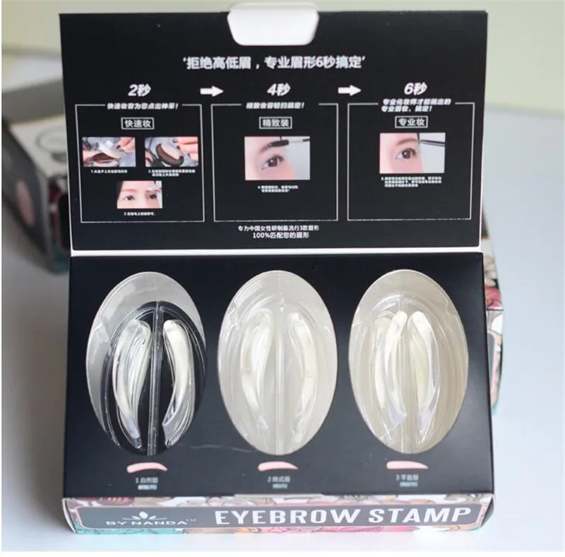 New Arrival by Nanda Eye Brow Proszek Makijaż Oczy Brow Stamp Szablony 3 Kształt / Box 3 Kolory DHL Statek