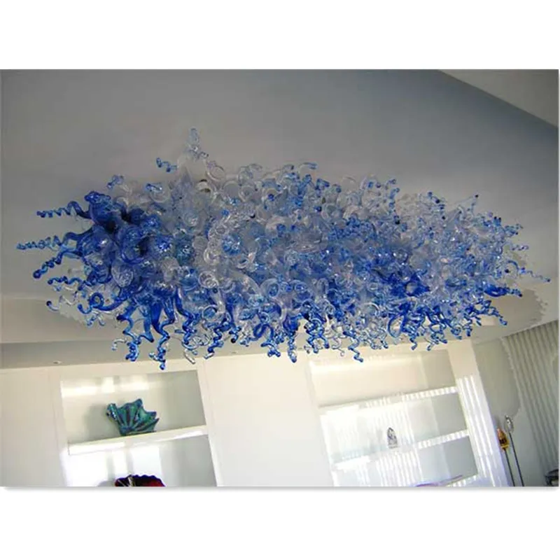 Lustres transparentes e azuis cristalinos estilo oceano Lustres de vidro Murao soprados à mão Iluminações Lâmpadas LED Lâmpadas pendentes