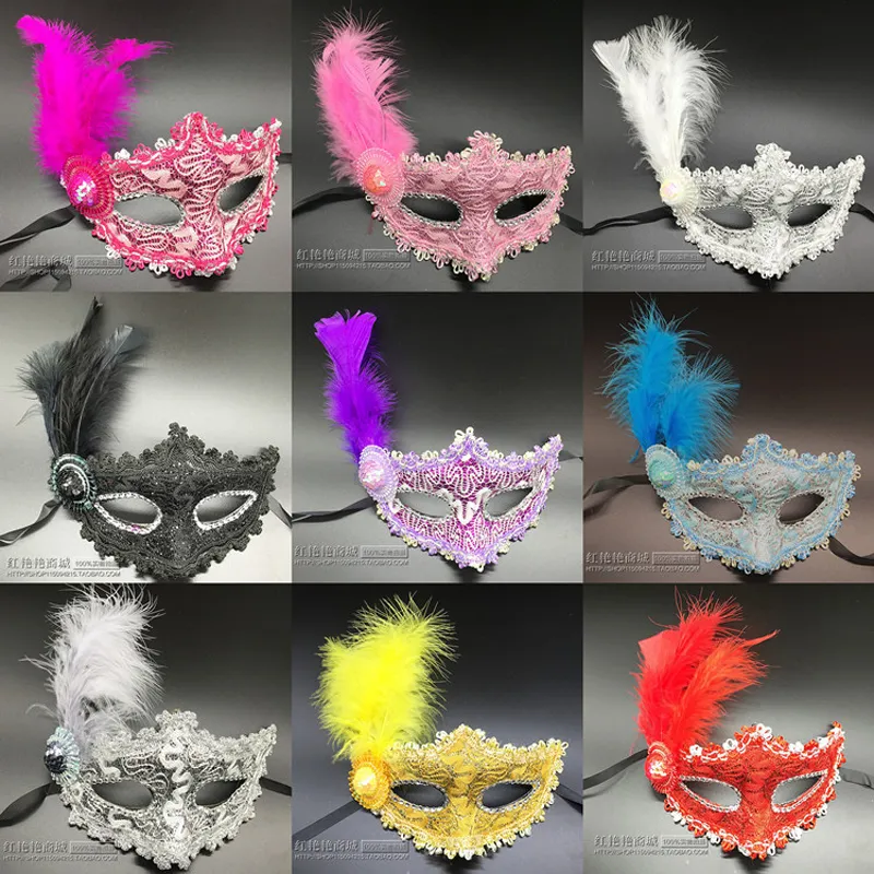 Gros Halloween Plume Mascarade Venise Masques Maquillage Fête Mascarade Décorations Masques Pour Mascarade Ball Maskmasquerade Masks