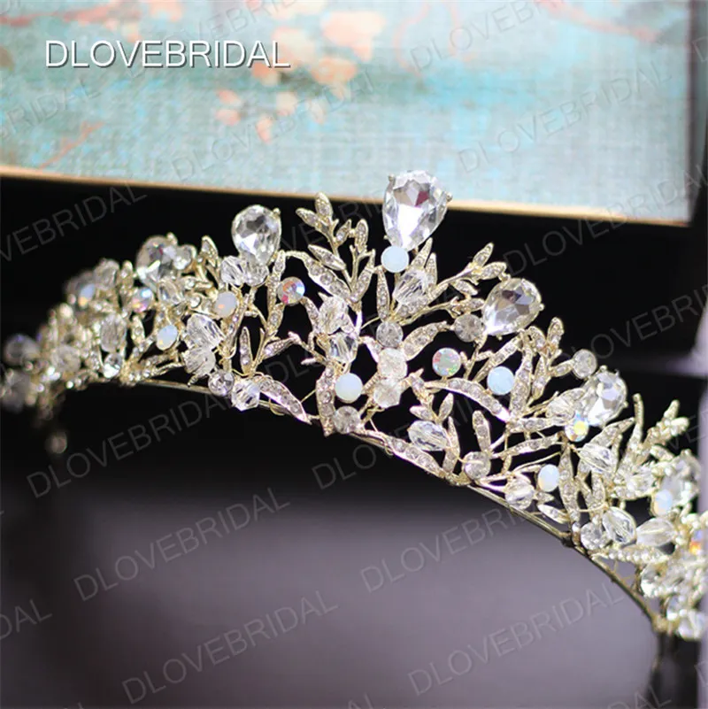 Stunning Gold Silver Bridal Crown High Quality Colorful Clear Crystal Wedding Prom Party Tiara Hair Accessories Real Photos