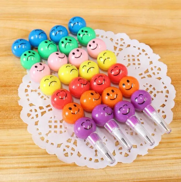Ship New Cute Colorful School Student Crayon Pencil Face Expression crayon pen Tomatoes on a Stick Crayon Chri181Q