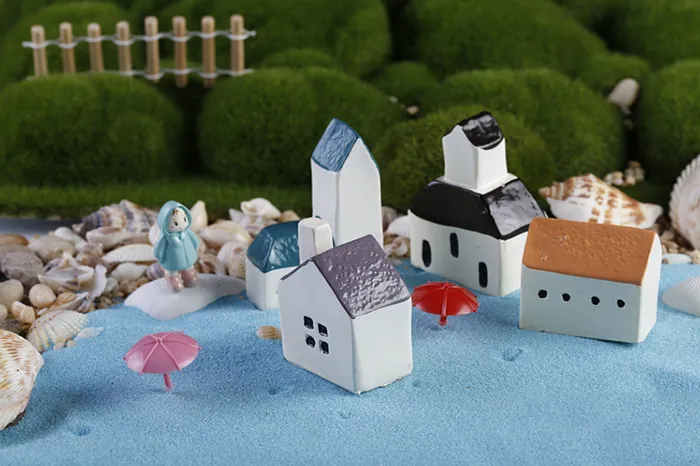 Darmowe przesyłki 4Options Tiny Castles Bayry Dekoracyjne DIY Ogród i Biurko Domowe Sztuczne Żywicy Miniaturowe Małe Akcesoria Domek