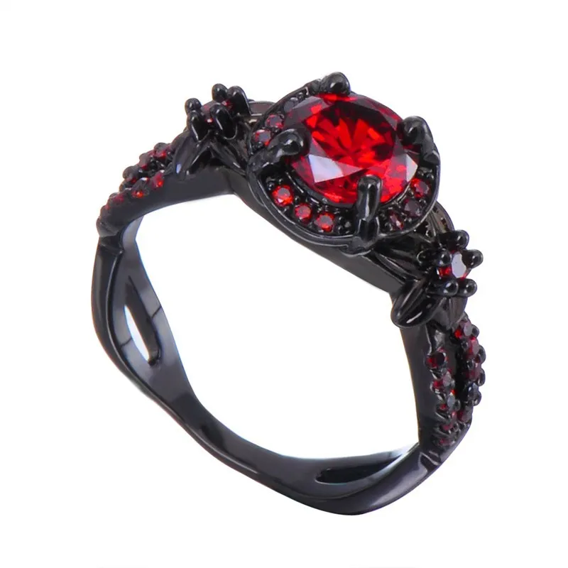 Victoria Wieck Rétro Cool Bijoux 10kt Or Noir Rempli Rubis Simulé Diamant Pierres Précieuses De Fiançailles De Mariage Femmes Bande Ronde Ring301t