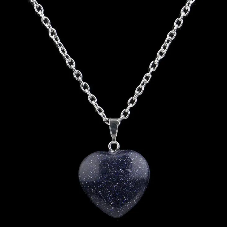 Hot sale Hot new turquoise stone pendants turquoise crystal peach heart natural stone necklace WFN003 with chain a 