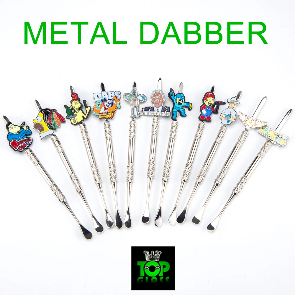 Metal pipe dabber Cartoon Metal Dabber glass bongs tool,water pipe, dab oil rigs smoking accessories for glass bow