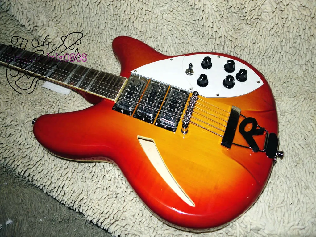 Cherry Burst 12 cordas 3 captadores Guitarra Elétrica 325 330 Alta Qualidade Por Atacado guitarra A12345