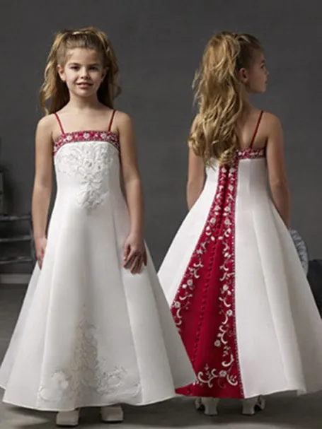 2019 Ny blomma flicka klänningar Spaghetti band bollparty pagant klänning för bröllop små tjejer barn / barn kommunion klänning