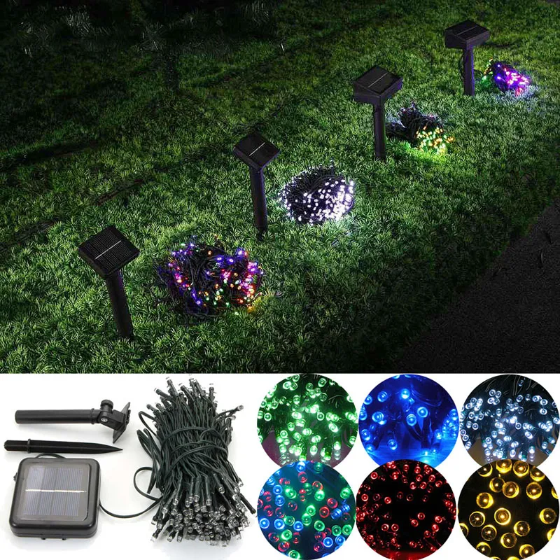 100 LED 200 LED Outdoor 8 Tryby Solar Zasilany String Light Garden Christmas Party Fairy Lampa 10m 22m