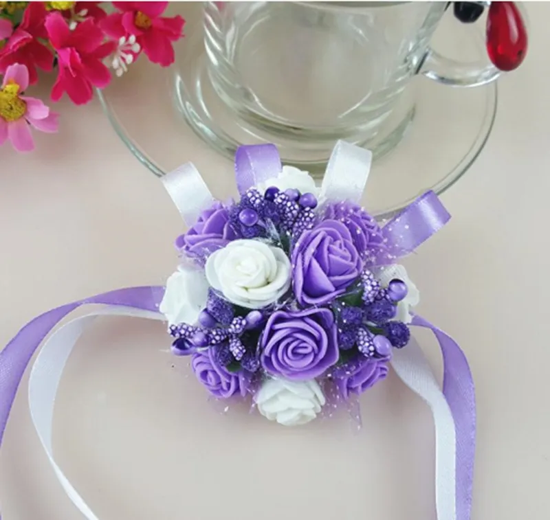 Hochzeitssträuße für Bräute/Blumenmädchen Handgelenk Blumen Blume Brosche Handbouquet für Brautjungfer Hochzeit Zugriffsgelenk Corsage 7cm