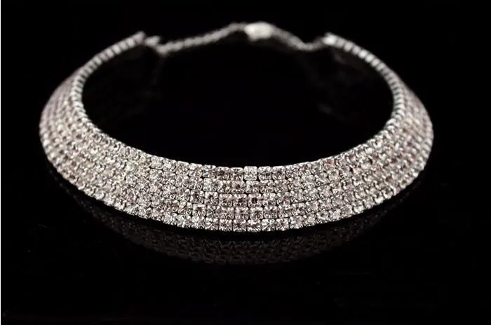 Hot Selling Panna Młoda Klasyczny Rhinestone Kryształ Choker Naszyjnik Kolczyki I Bransoletka Zestawy Biżuterii Ślubnej Akcesoria Ślubne Biżuteria Dla Nowożeńców