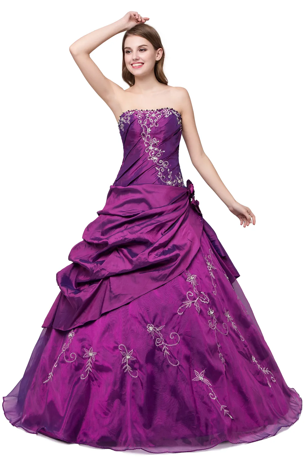 Elegant Purple/Royal Blue Gown Quinceanera Dama Dresses Purple 2017 with Beaded Crystals and Sweet 16 Glamour for 15 Years Debutante - QC265
