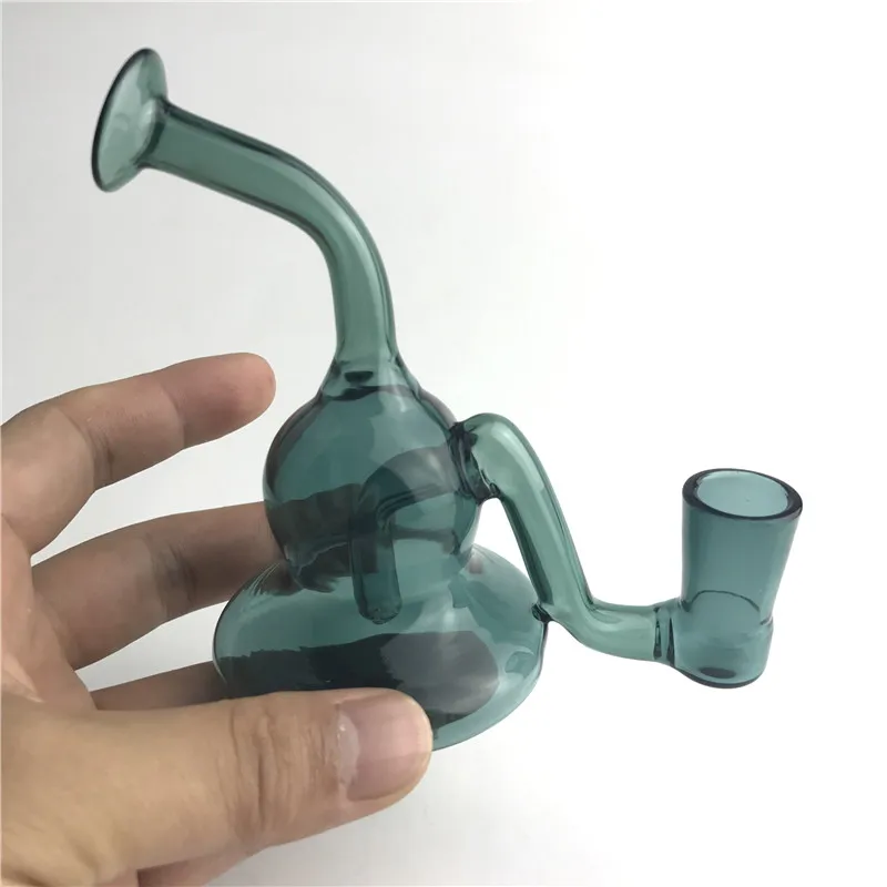 Nouveau 14.4mm Coloré Recycleur Plates-Formes D'huile En Verre Bongs Conduites D'eau 4.5 Pouce Vert Foncé Mini Main Bong Plate-Forme D'huile pour Fumer