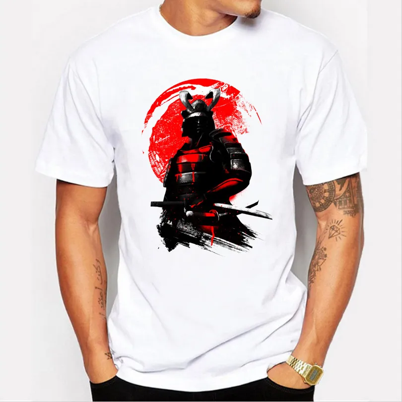 Herrenmode Kurzarm Samurai Krieger T-Shirt Harajuku lustige T-Shirts Hipster Oneck coole Tops